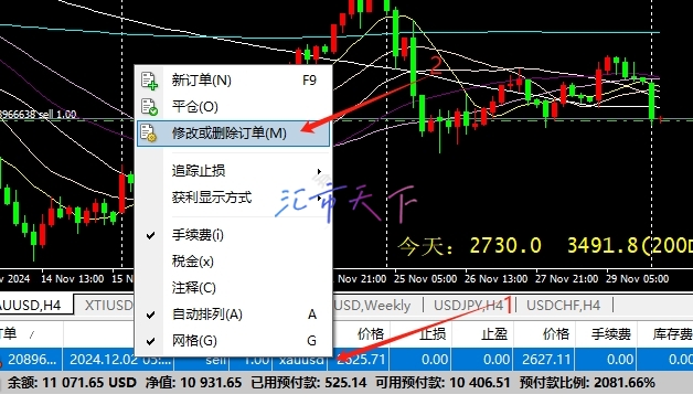 mt4修改未平仓头寸的止损和限价